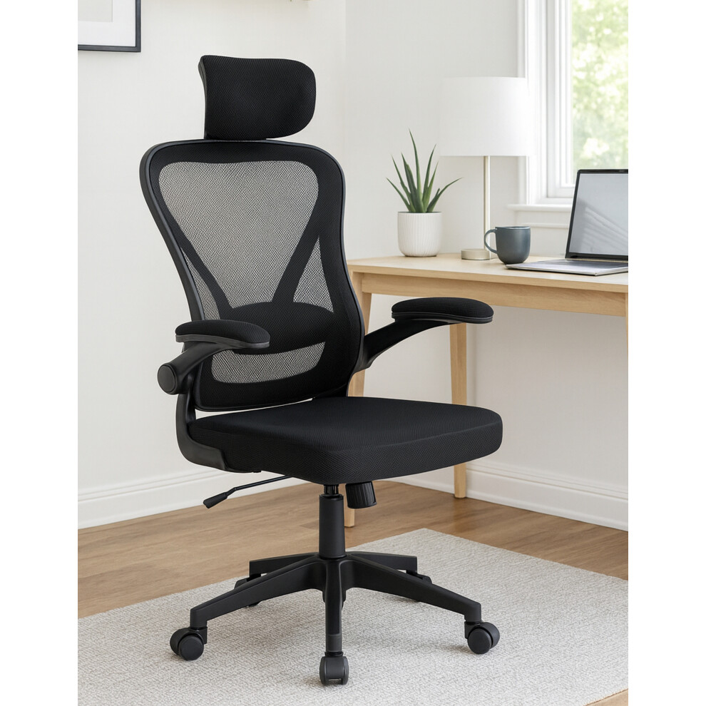 Home Office Black Chair Mesh Back Swivel Ergonomic Computer Seat Gas Lift Litton - Image 2