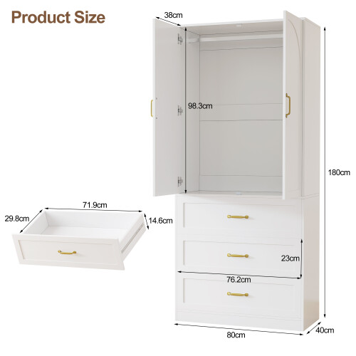 2 Door & 3 Drawer Wardrobe  Storage Organiser 2