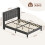 (4ft Double) Bed Frame with Linen Upholstered Tufted Headboard & Type-C and USB ports 5