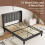 (4ft Double) Bed Frame with Linen Upholstered Tufted Headboard & Type-C and USB ports 6