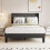(4ft Double) Bed Frame with Linen Upholstered Tufted Headboard & Type-C and USB ports 11