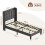 (3ft Single) Bed Frame with Linen Upholstered Tufted Headboard & Type-C and USB ports 5