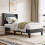 (3ft Single) Bed Frame with Linen Upholstered Tufted Headboard & Type-C and USB ports 11