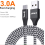 USB A to Type C 6A 100W Cable 1M Black White 2