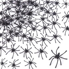 95 Black Plastic Spiders Halloween Decorations, Realistic Mini Fake Spiders for Haunted House, Trick or Treat, Party Pranks and Spooky Table Decor