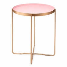 Round Side End Table Blush Removable Tray With Copper legs bedside console table