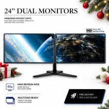 Dell HD Dual Multi Monitors Screen Setup 2 x 24" P2417H HDMI 1920x1080 - Refurbished