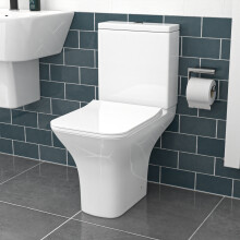 Nes Home White Close Coupled Rimless Square Toilet Soft Close Seat