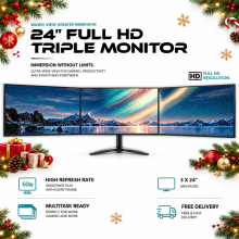 Dell Full HD Triple Multi Monitors Screen Setup 3 x 24" P2417H HDMI 1920x1080 - Refurbished