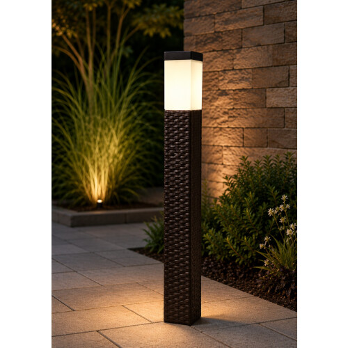 Spot On Dealz Solar Power Rattan Effect Post Light Path/Walkway Outdoor Lamp LED G-0264 2