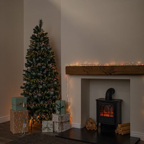 Premier 25m 1000 LED TreeBrights Christmas String Lights in Red & Warm White on Clear Cable 2
