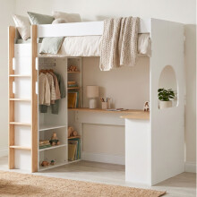 Noa & Nani Norah High Sleeper Cabin Bed with Built in Desk & Storage in White