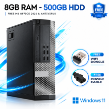 Dell Desktop Computer Windows 11 Pro - 8GB Ram 500GB HDD - Refurbished