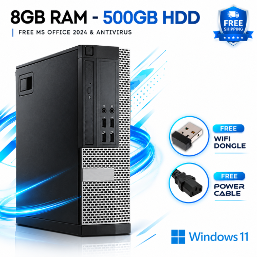Refurbished Dell Dell Desktop Computer Windows 11 Pro - 8GB Ram 500GB HDD