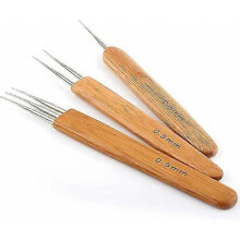 3pcs 0.5mm Dreadlock Crochet Needle Hook Bamboo Handle Hooks Tools Making