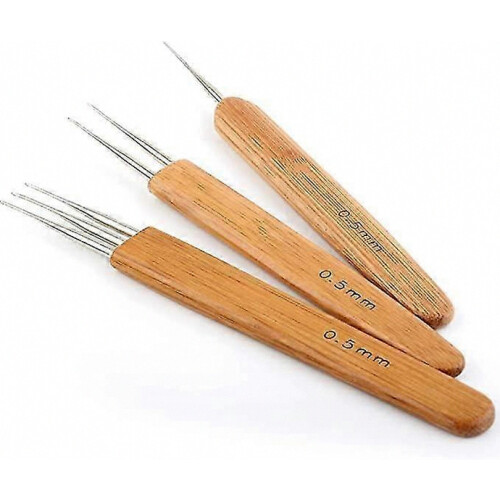3pcs 0.5mm Dreadlock Crochet Needle Hook Bamboo Handle Hooks Tools Making