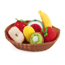 The Magic Toy Shop Soft Plush Fruit Toy Basket Set - Pretend Play Food for Toddlers & Children