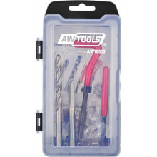 Kit de réparation de filetage - AWTOOLS - M5x0.8 - 30 inserts - Acier rapide HSS - Pour filetages internes