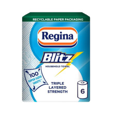 Regina Blitz 3 Ply Kitchen and Household Towel 6 Rolls Pack