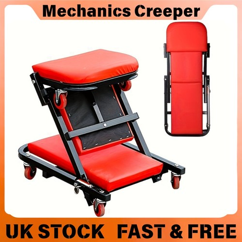 2 in 1 Garage Creeper 36" , Mechanics Rolling Stool 150kg Capacity Foldable