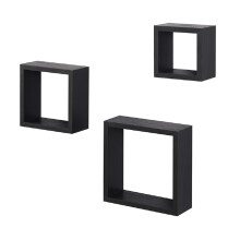 Black Wall Floating Cube Shelves Set of 3 Wall Hanging - G-0022