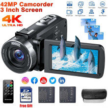 4K 42MP Video Camera Digital Camcorder 18X Zoom Recorder Vlogging YouTube Cam UK