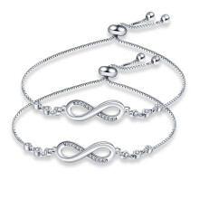 925 Sterling Silver Infinity 8 Symbol Bracelet for Women Elegant Jewellery Gift