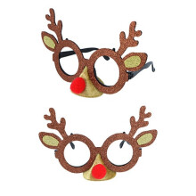 Novelty Christmas Glitter Plush Reindeer Glasses