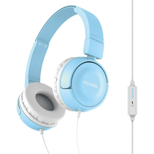 Roxel Roxel RX110 Blue Lightweight On Ear Wired Foldable Headphones with Mic