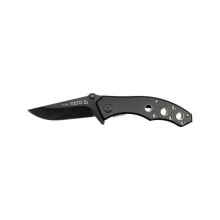 Coltello pieghevole con bloccaggio - Yato - 190 mm - Acciaio inossidabile e alluminio - Finitura nera opaca - 133 g