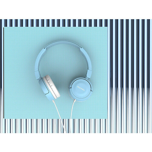Roxel Roxel RX110 Blue Lightweight On Ear Wired Foldable Headphones with Mic 1