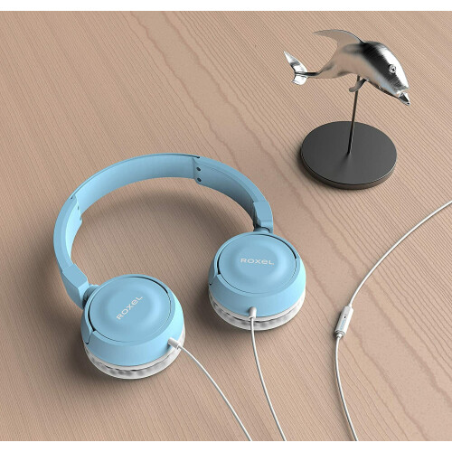 Roxel Roxel RX110 Blue Lightweight On Ear Wired Foldable Headphones with Mic 2