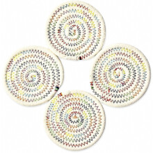 4er-Set Untersetzer, runde Getränkeuntersetzer aus reiner Baumwolle (11 cm Durchmesser), schützen Möbel vor Kondenswasser und Kratzern.