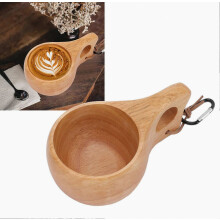 Handgefertigter Holzbecher im finnischen Stil, natürlicher, tragbarer Trinkbecher für Kaffee, Tee und Milch
