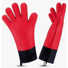 Guantes de silicona para barbacoa, manoplas de cocina para horno, 1 par, color naranja