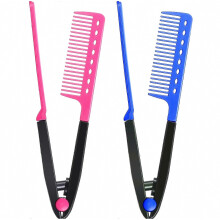 2 Pieces Flat Iron Comb Straightening Comb Salon Hair Brush Combs Hairdressing Styling Hair Straightener V-shaped