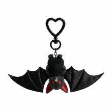 Gothic Transformable Black Bat Keychain – Soft Plush & Structured Wings – for Halloween