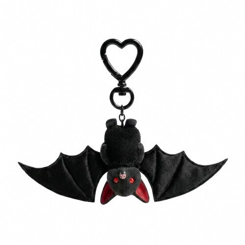 Gothic Transformable Black Bat Keychain – Soft Plush & Structured Wings – for Halloween