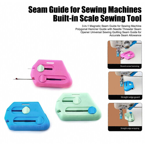 3 in 1 Sewing Accessory - Seam Opener & Guide Combo - for Beginners & Pro（Pink） 1