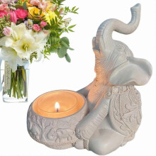 Resin Elephant Candle Holder Candlestick Holder Candle Holder Tea Light Candle Stand Decorative Small Candlestick Holders for Home Decor (White)