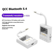 Nadajnik i Odbiornik BT5.4 z Wyświetlaczem OLED, Bezprzewodowy Adapter Audio 2 w 1 APTXHD BT5.4 TX RX do Telewizora/Komputera/Samolotu