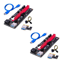 2pcs PCI-E Riser 009S 1X 16x Extender PCI E USB Riser 009S Dual 6Pin Adapter Card 15pin for BTC USB 3.0