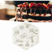 Siliconen bakvorm in schattige dierenvorm, gemakkelijk te ontvormen, flexibel en zacht, voor zelfgemaakte taarten, fondant, chocolade en grijs.