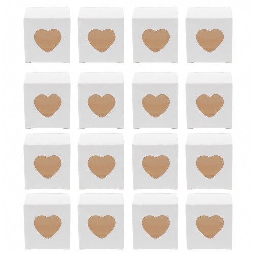 Heart-Shaped Snack Box Wedding Style 16Pcs White