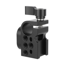 15mm Single Rod Clamp Bracket with Cold Shoe and 1/4"-20 Anti-Twist Locating Thread Holes for Dslr Camera Photography