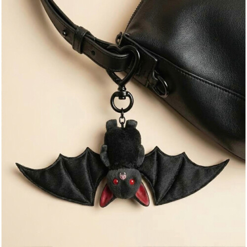 Gothic Transformable Black Bat Keychain – Soft Plush & Structured Wings – for Halloween 1