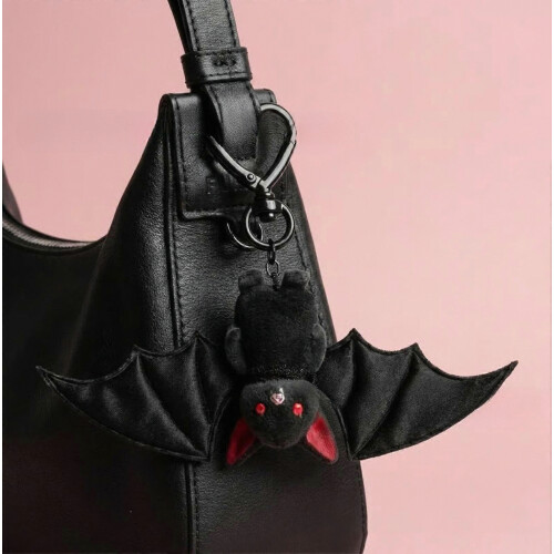 Gothic Transformable Black Bat Keychain – Soft Plush & Structured Wings – for Halloween 2