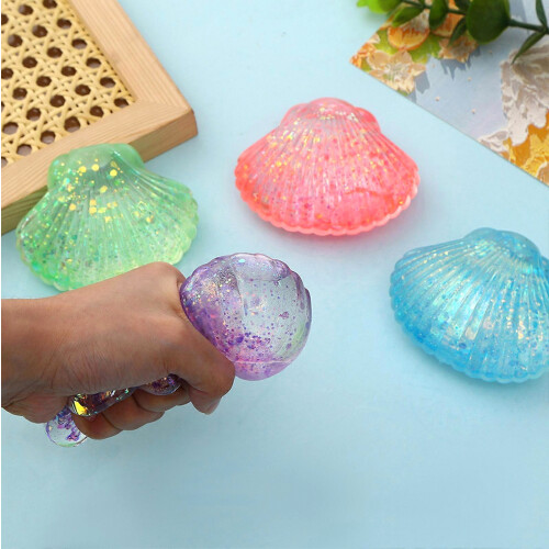 4PCS Mini Glitter Shell Squeeze Toy – Ocean Shell & Soft Stretchy – for Stress Relief & Fidget 2