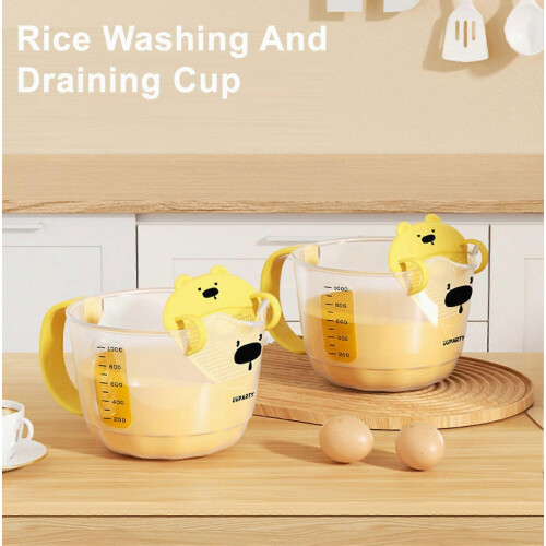 Measuring Cup Bear Shape Egg Beater with Filter Food Grade PP Draining Cup Rice And Fruit Basket Washing Tools 1