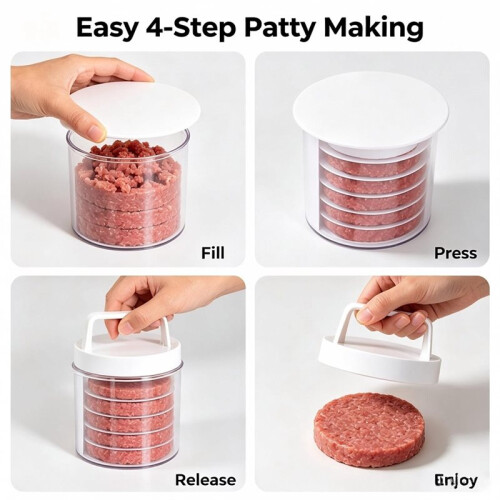 Set per Preparare Hamburger con Pressa e Contenitore per La Conservazione